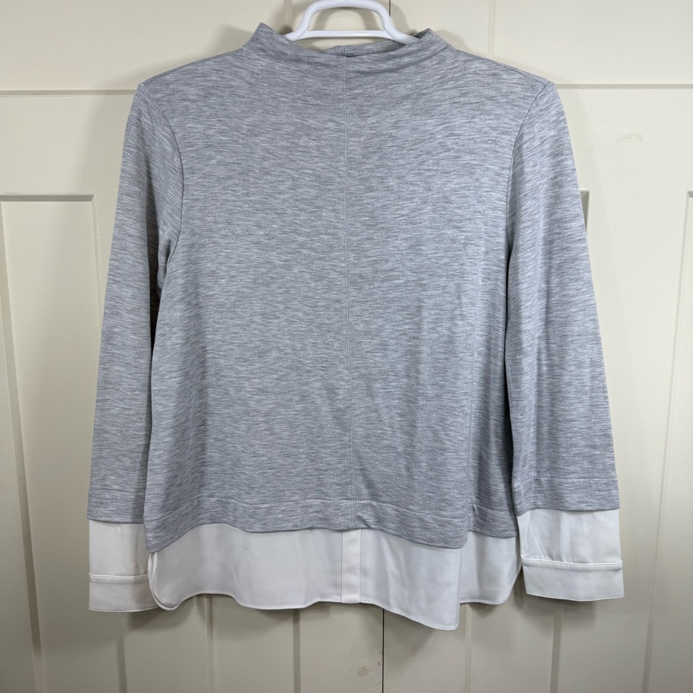Jones New York Gray and White Tunic Top
